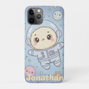 Cute Kawaii Space - Astronaut and Smiling Moon Case-Mate iPhone Case