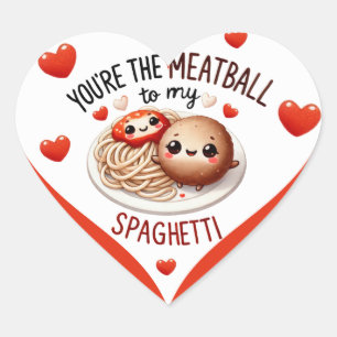 Cute Kawaii Spaghetti and Meatball Heart Sticker