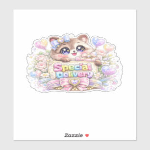 Cute Kawaii Special Delivery Cat Pastel Pink Busin