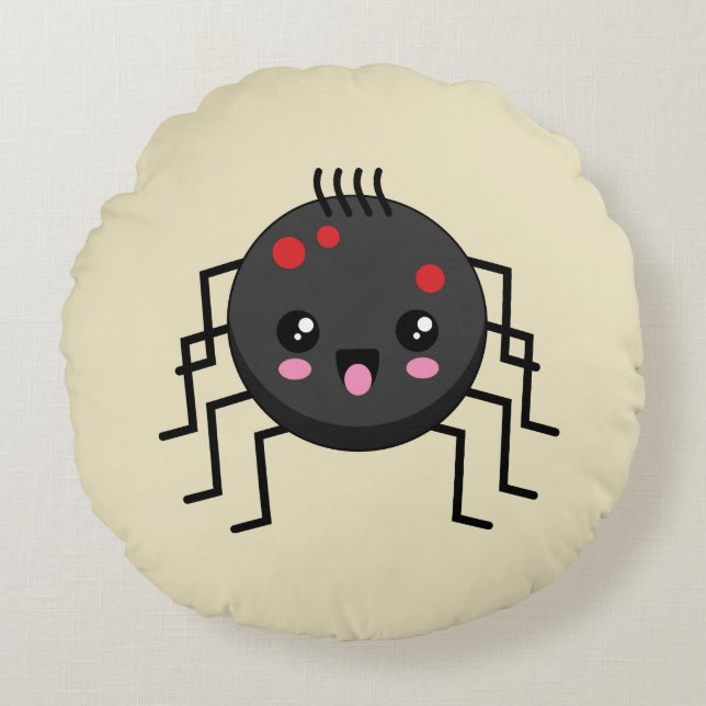 Cute Kawaii Spider Round Cushion (Front)