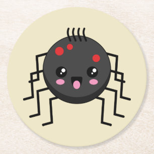 Cute Kawaii Spider Round Paper Coaster