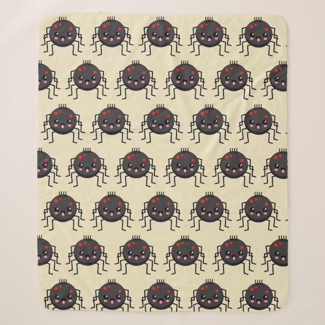 Cute Kawaii Spider Sherpa Blanket (Front)