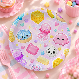 Cute Kawaii Squishies Girl Birthday Party Paper Plate