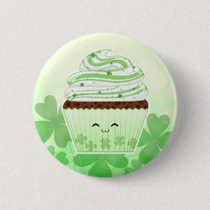 Cute kawaii St Patricks day cupcake 6 Cm Round Badge