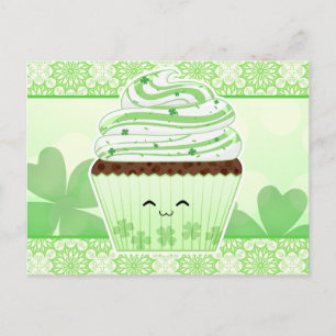 Cute kawaii St Patricks day cupcake Postcard
