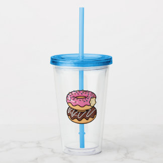 Cute Kawaii Stacked Donuts Illustration Acrylic Tumbler