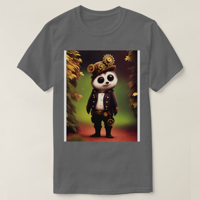 Cute Kawaii Steampunk Racoon T-Shirt (Design Front)