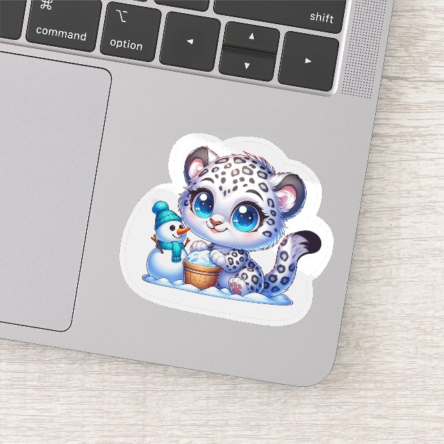 Cute Kawaii Stickers Snow Leopard Sticker Big Cat  (Detail)