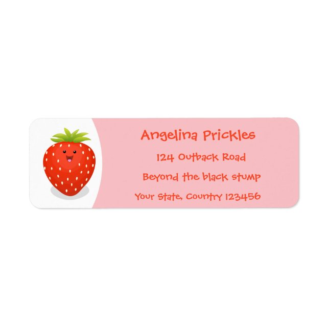 Cute kawaii strawberry cartoon illustration (Front)