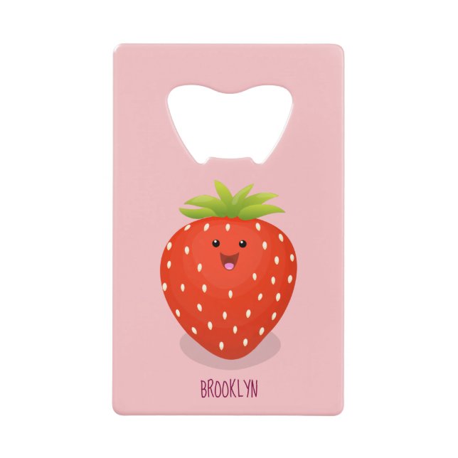 Cute kawaii strawberry cartoon illustration (Front)