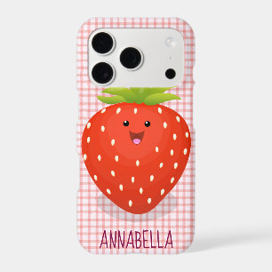 Cute kawaii strawberry cartoon illustration