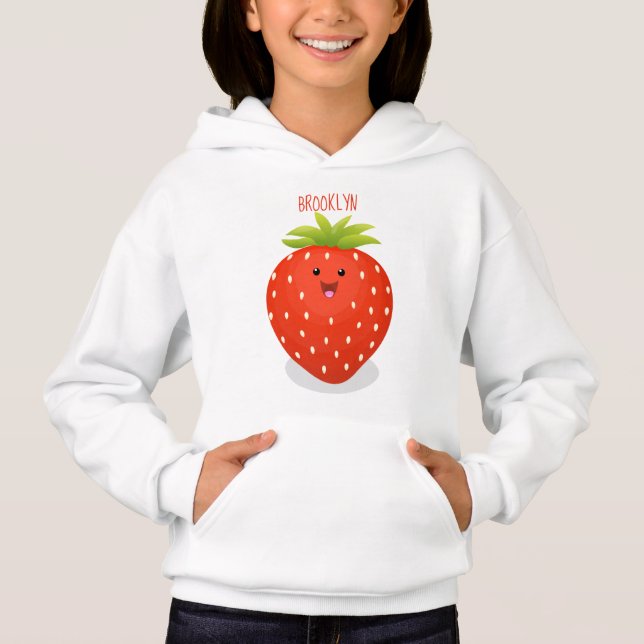 Cute kawaii strawberry cartoon illustration (Front)
