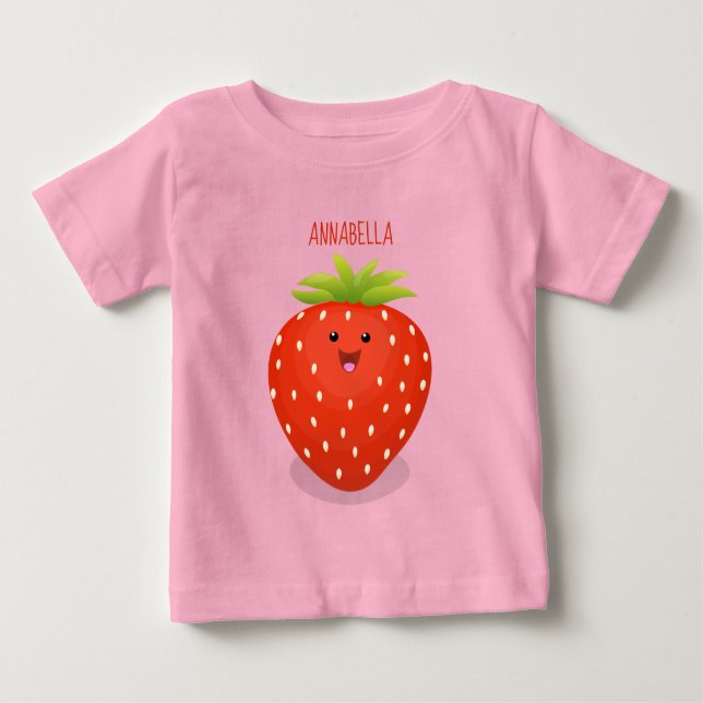Cute kawaii strawberry cartoon illustration baby T-Shirt (Front)