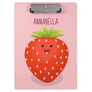 Cute kawaii strawberry cartoon illustration clipboard