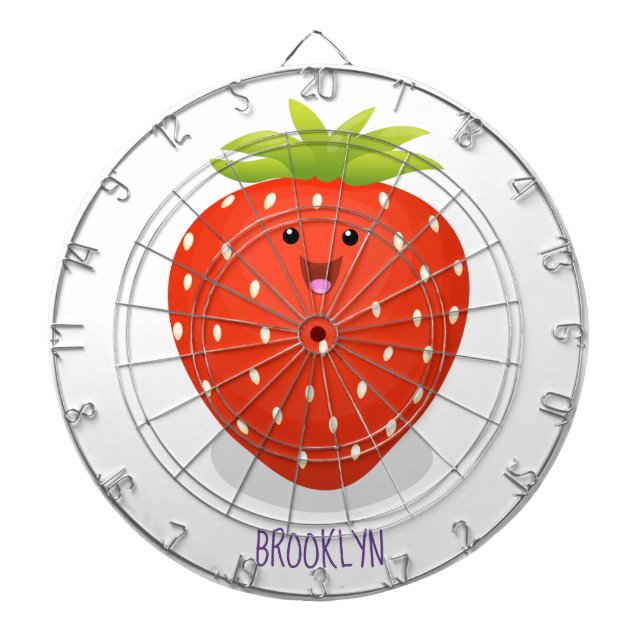 Cute kawaii strawberry cartoon illustration dartboard (Front)