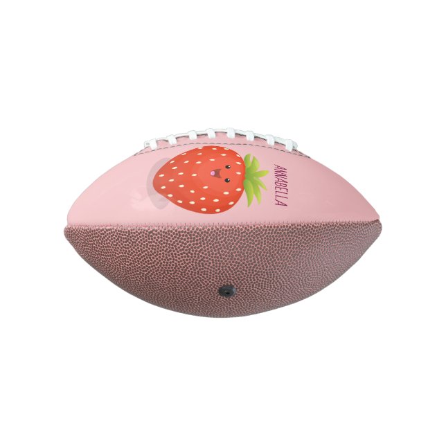 Cute kawaii strawberry cartoon illustration football (Rotated 270)