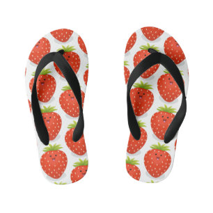 Cute kawaii strawberry cartoon illustration kid's jandals
