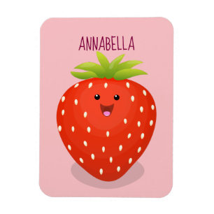 Cute kawaii strawberry cartoon illustration magnet