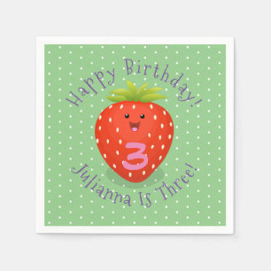 Cute kawaii strawberry cartoon illustration napkin
