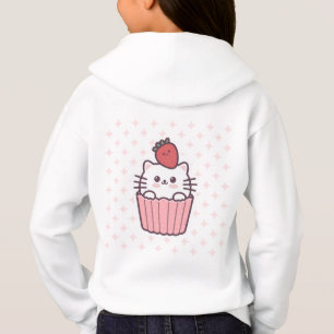 Cute Kawaii Strawberry Cat Cupcake Cartoon