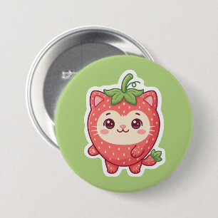 Cute Kawaii Strawberry Cat Pinback Button