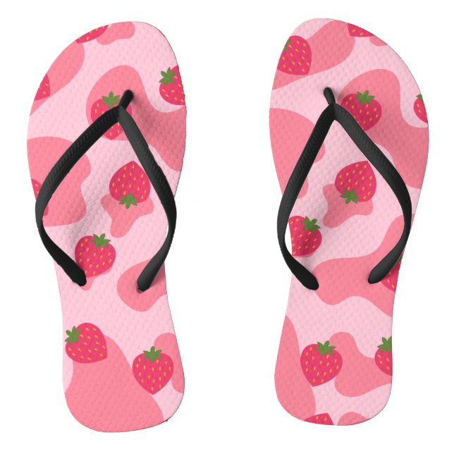 Cute Kawaii Strawberry Cow Pattern Jandals (Footbed)