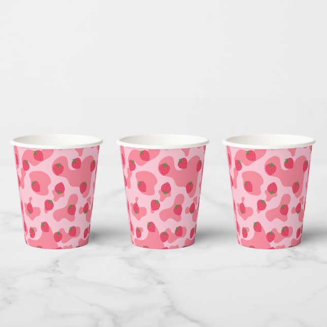Cute Kawaii Strawberry Cow Pattern Paper Cups (Multi)