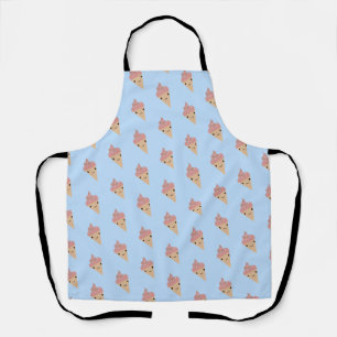 Cute Kawaii Strawberry Ice Cream Cone Pattern Apron