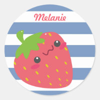 Cute Kawaii Strawberry Striped Personalised