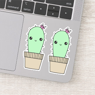 Cute kawaii style cactus stickers