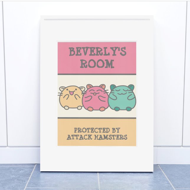 Cute Kawaii Style Cartoon Hamsters Personalised Poster (Creator Uploaded)