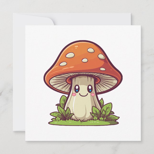 Cute kawaii style, Mushroom foraging Invitation (Front)