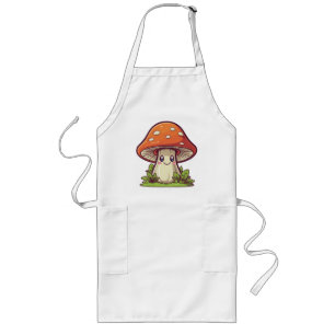 Cute kawaii style, Mushroom foraging Long Apron