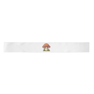 Cute kawaii style, Mushroom foraging Satin Ribbon