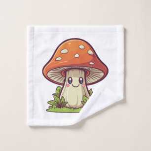 Cute kawaii style, Mushroom foraging Wash Cloth