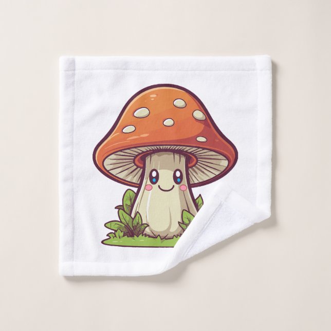 Cute kawaii style, Mushroom foraging Wash Cloth (Wash Cloth)