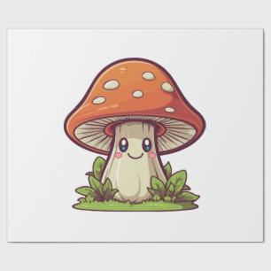 Cute kawaii style, Mushroom foraging Wrapping Paper