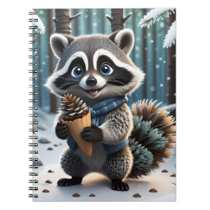 Cute Kawaii style Raccoon with a Pine cream cone  Notebook