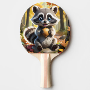 Cute Kawaii style Racoon holding an acorn Ping Pong Paddle