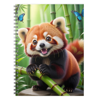 Cute Kawaii style Red Panda In a Bamboo Forest Notebook
