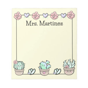 Cute Kawaii Succulents Personalised Notepad