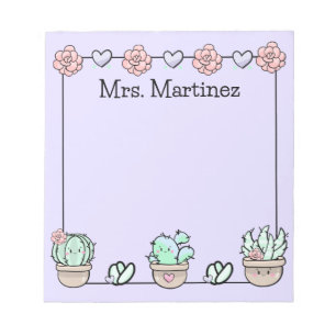 Cute Kawaii Succulents Personalised Notepad