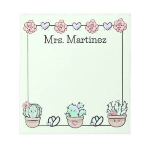 Cute Kawaii Succulents Personalised Notepad