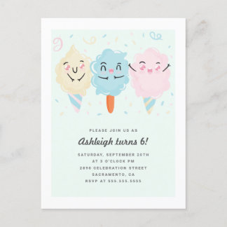 Cute Kawaii Sugar Candy Kids' Birthday Invitation Postcard
