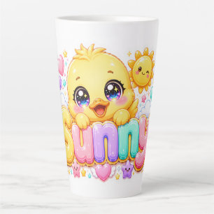 Cute Kawaii Sunny Chick Name Pastel Pink Sparkling Latte Mug