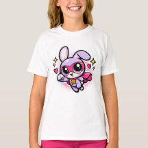 Cute Kawaii Superhero Bunny Girls T-Shirt