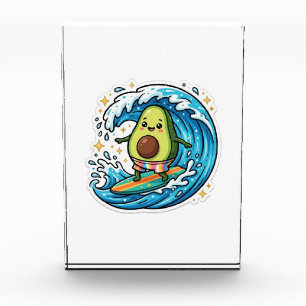 Cute Kawaii Surfing Avocado Ocean Wave SummSticker Photo Block