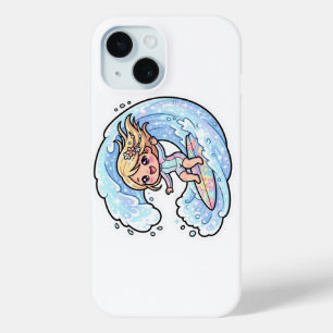 Cute Kawaii Surfing Girl Ocean Wave Summer Beach S iPhone 15 Case