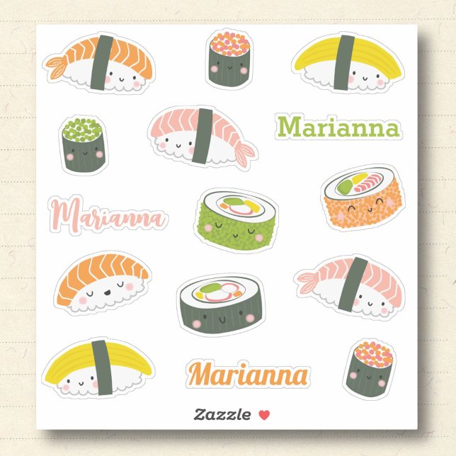 Cute Kawaii Sushi Custom-Cut Vinyl Sticker (Creator Uploaded)