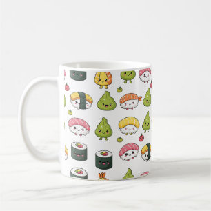 Cute Kawaii Sushi Pattern Coffee Mug